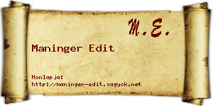 Maninger Edit névjegykártya